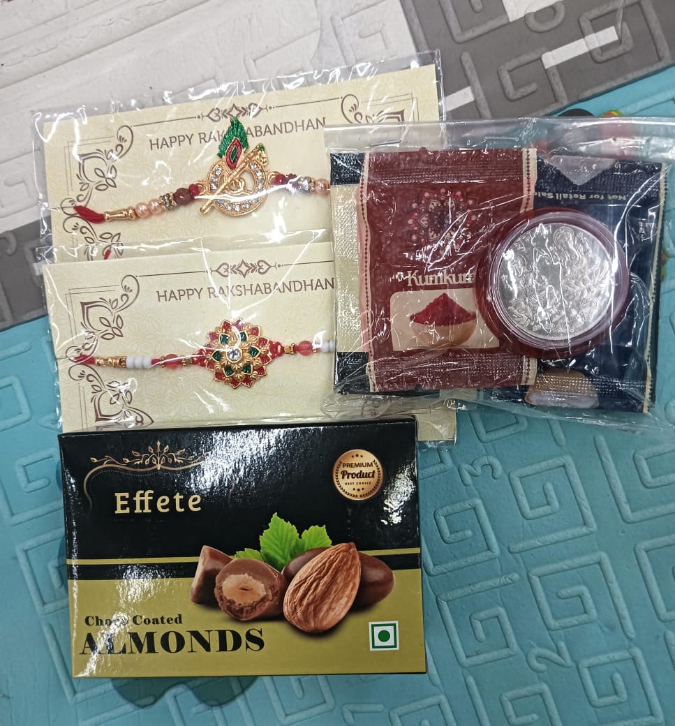 Rakhi Gift Box With Pooja Items And Chocolate