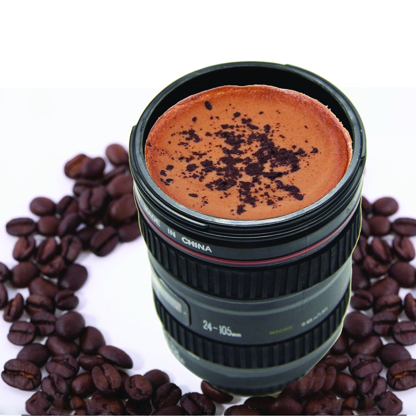 Camera Lens Shaped Coffee Mug Flask with Lid – Unique Photography Themed Travel Mug for Coffee Lovers & Photographers