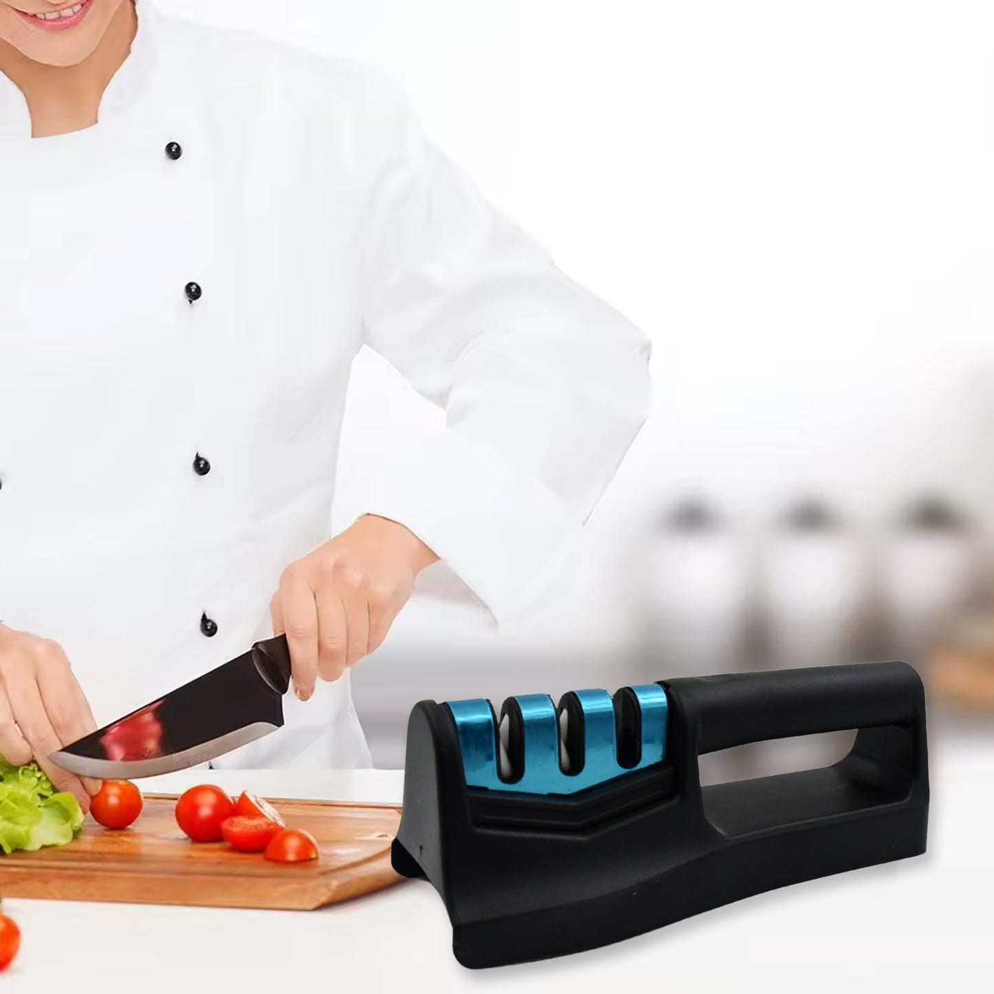 9in1 Knife Sharpener with Vegetable Chopper & Fish Scale Remover – Multi Functional Kitchen Tool for Chefs & Home Cooks