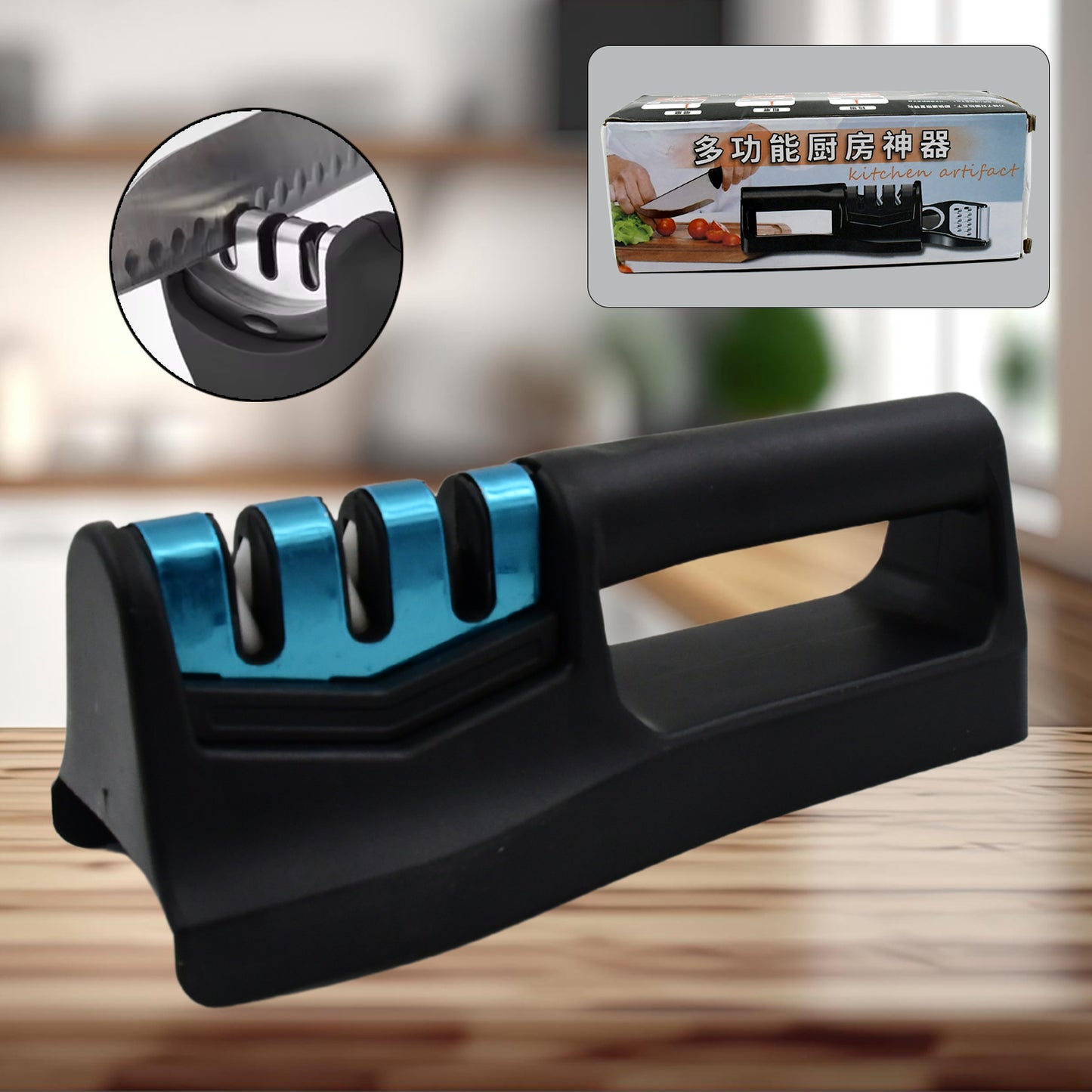 9in1 Knife Sharpener with Vegetable Chopper & Fish Scale Remover – Multi Functional Kitchen Tool for Chefs & Home Cooks