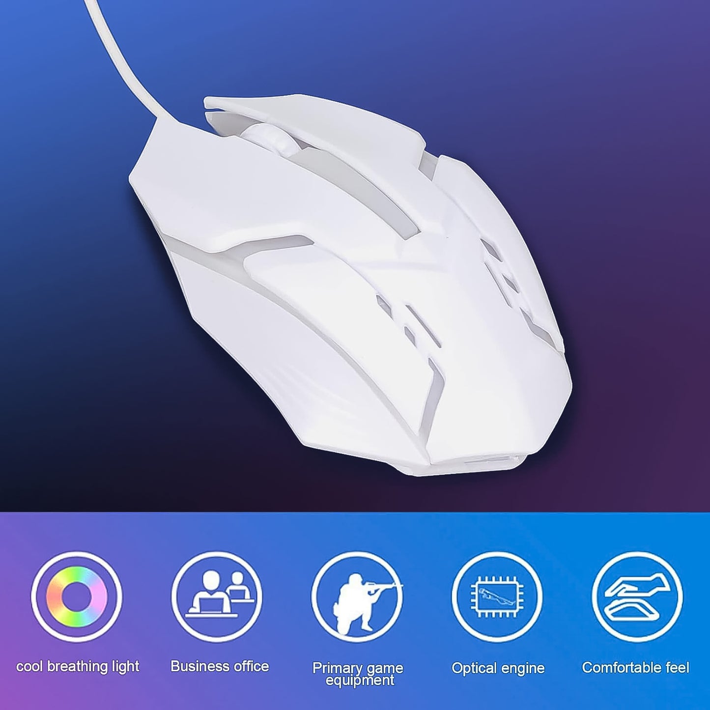 USB Wired Gaming Mouse – Ergonomic Design, Colorful Lighting, 1200 DPI | High-Performance Optical Mouse