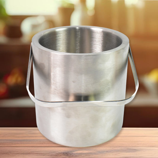 Stainless Steel Ice Bucket – Double-Walled, 1.3L Capacity with Strainer & Tongs