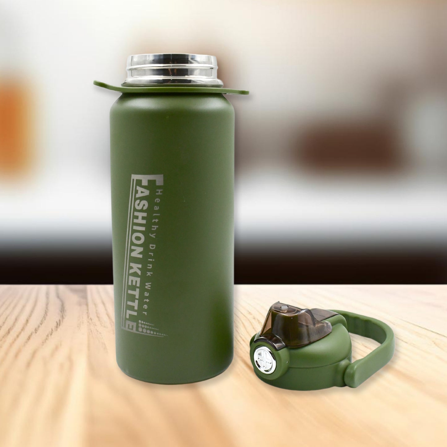 1500ml Stainless Steel Water Bottle – Vacuum Insulated Thermos with Straw, Strap & Handle for Sports, Gym & Travel (Leakproof)